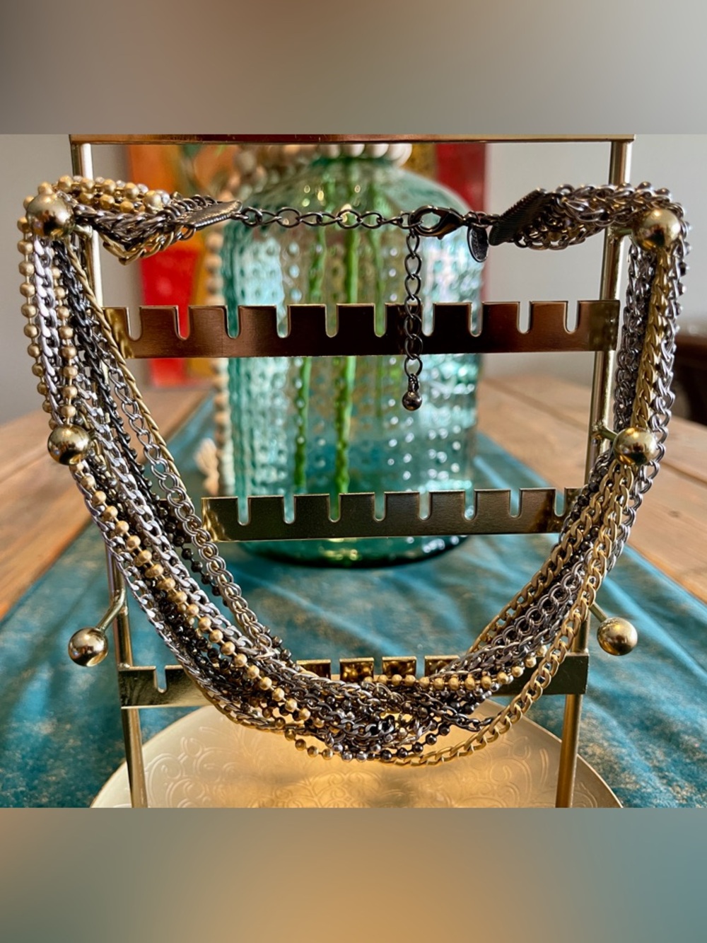 Lia Sophia Multi-Strand Gold and Silver Tone Layered Necklace